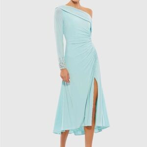 Ieena for Mac Duggal 264851 Powder Blue Dress with Embellished Cuffs